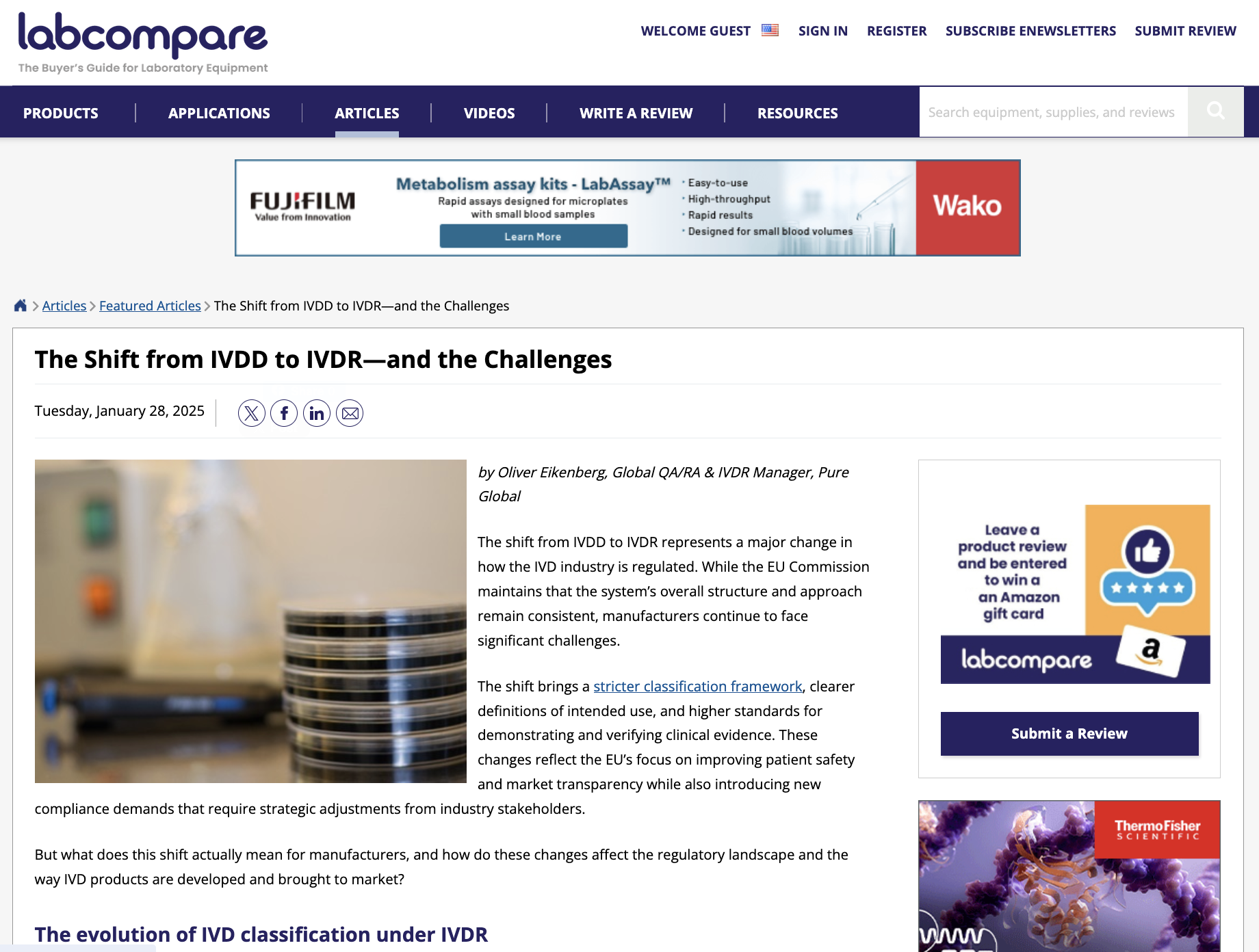 The Shift from IVDD to IVDR—and the Challenges