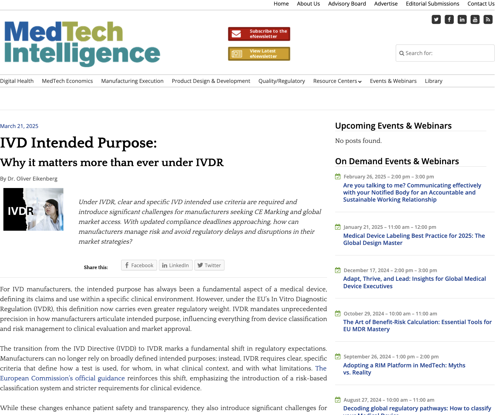 IVD Intended Purpose: Why it matters more than ever under IVDR