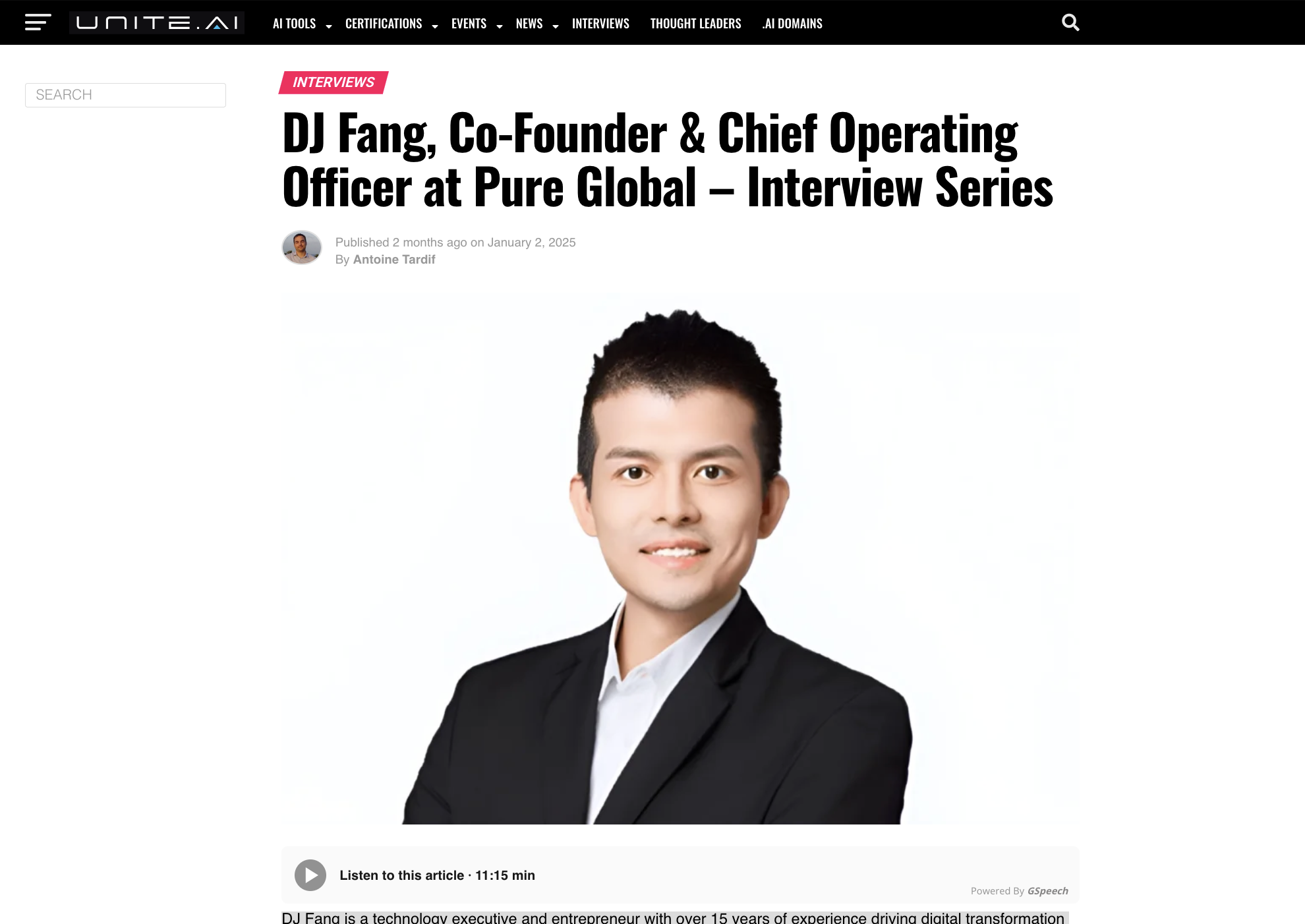 DJ Fang, Co-Founder & Chief Operating Officer at Pure Global – Interview Series