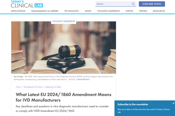 What Latest EU 2024/1860 Amendment Means for IVD Manufacturers