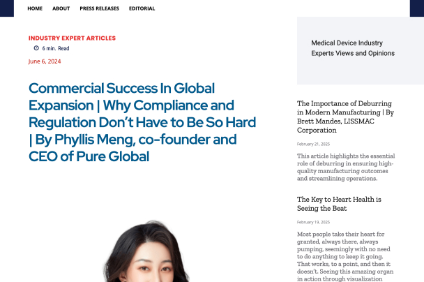 Commercial Success In Global Expansion | Why Compliance and Regulation Don’t Have to Be So Hard | By Phyllis Meng, co-founder and CEO of Pure Global