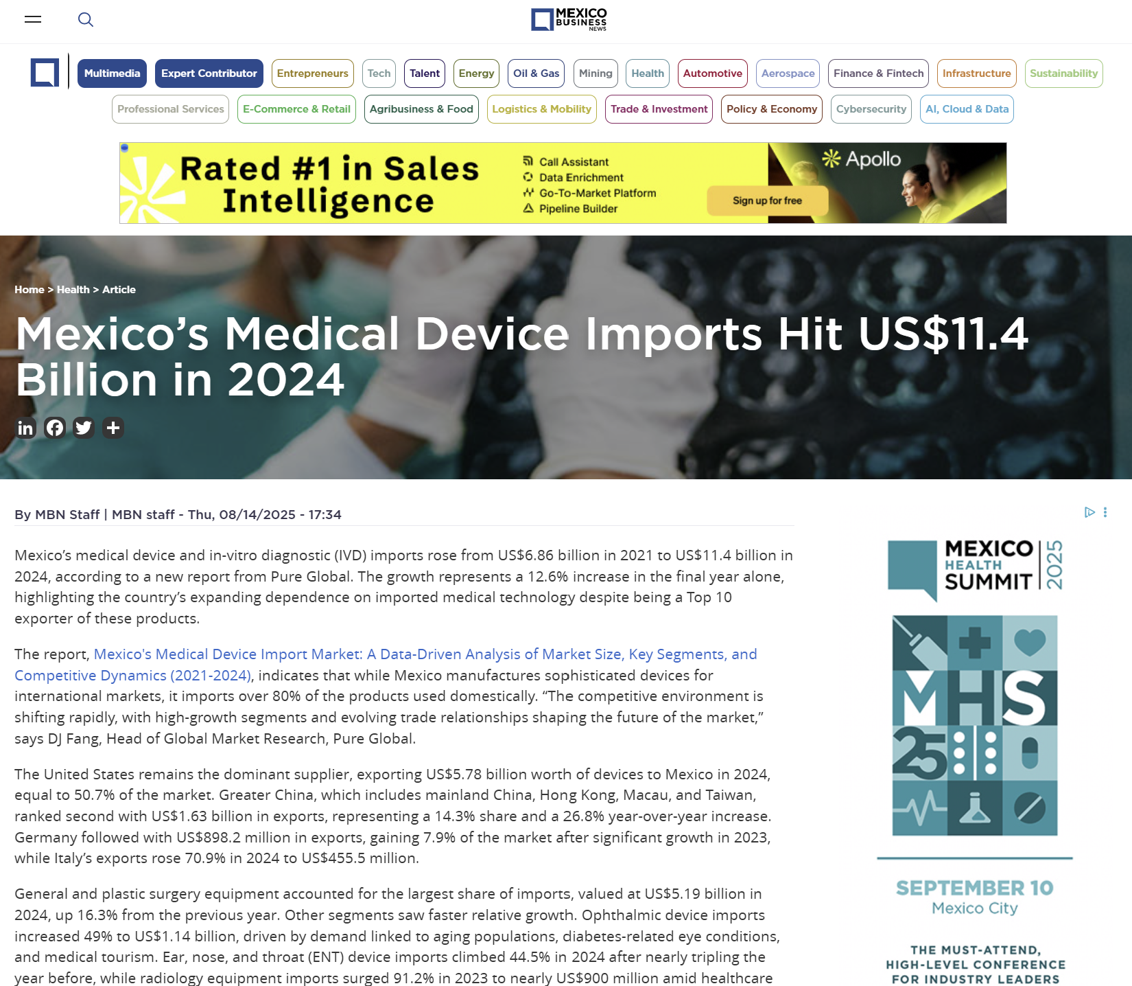 Mexico’s Medical Device Imports Hit over US$11 Billion in 2024