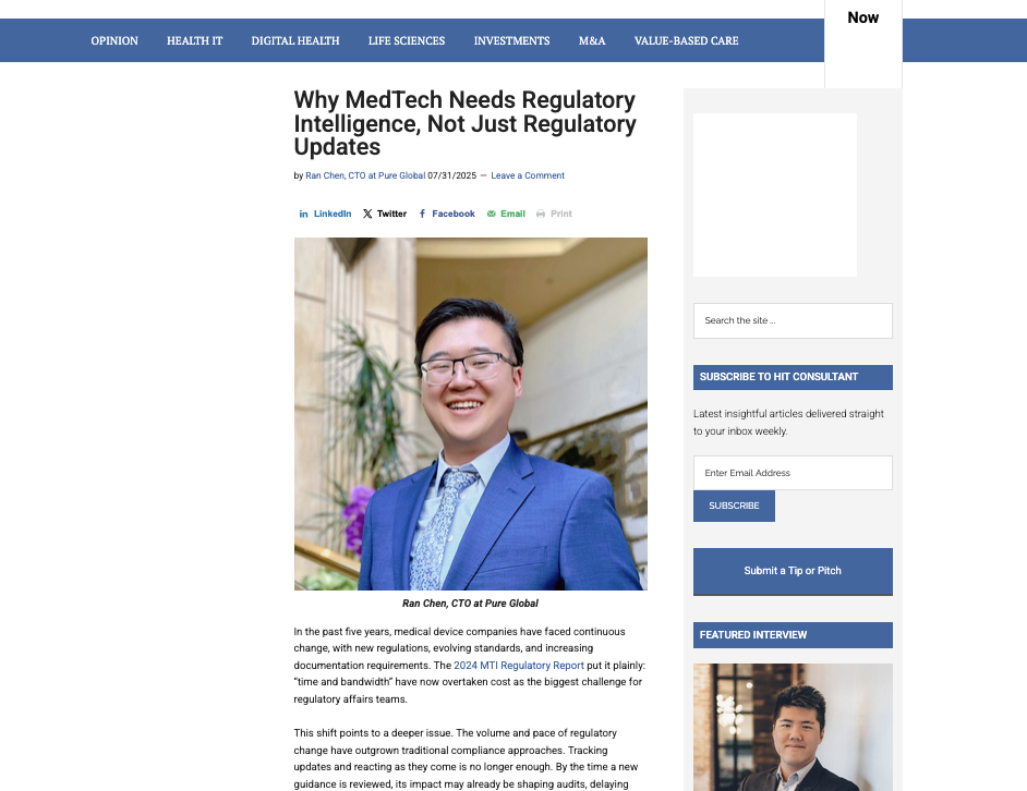 Why MedTech Needs Regulatory Intelligence, Not Just Regulatory Updates