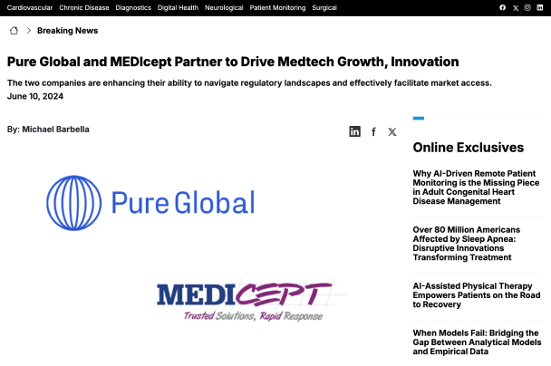 Pure Global and MEDIcept Partner to Drive Medtech Growth, Innovation